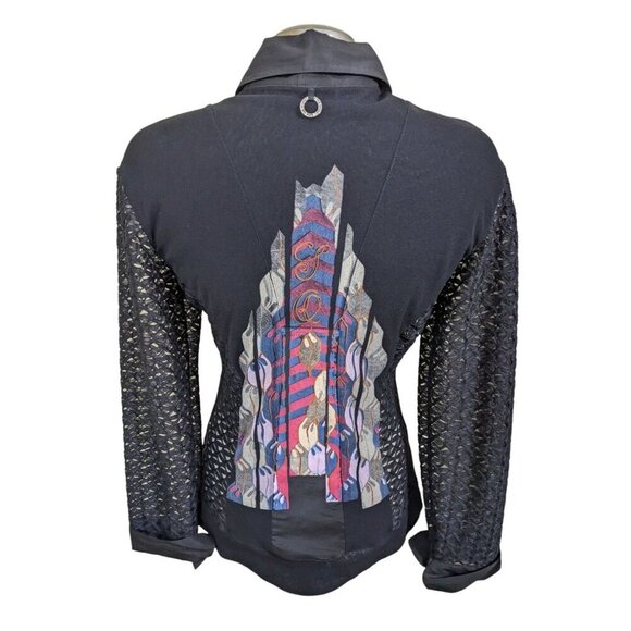 Save The Queen Womens Button Up Shirt Blouse Top Large Black Artsy Avant Garde - Picture 6 of 11